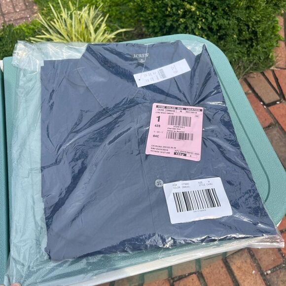 J Crew Cinched Shirt Dress in Indigo Cotton Voile NWT - Picture 5 of 9